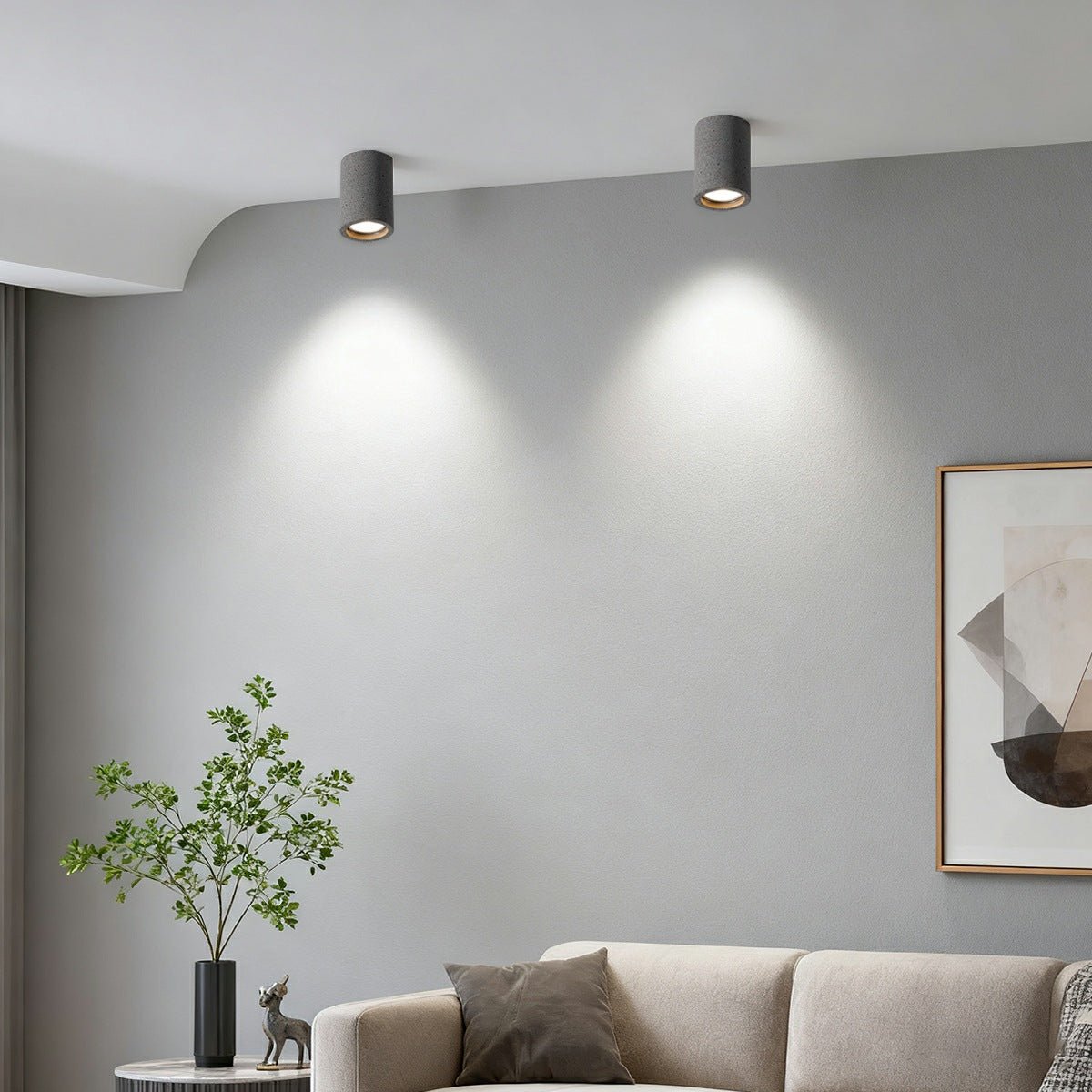 Modern Minimalist Round Concrete LED Ceiling Lights Mainless Lighting