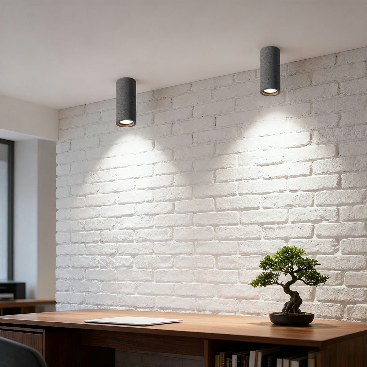 Modern Minimalist Round Concrete LED Ceiling Lights Mainless Lighting