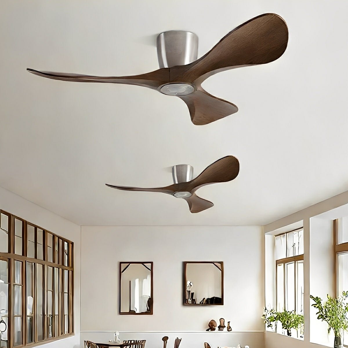 Modern Minimalist Sculptural DC Motor Reverse Ceiling Fan - Flare Shack