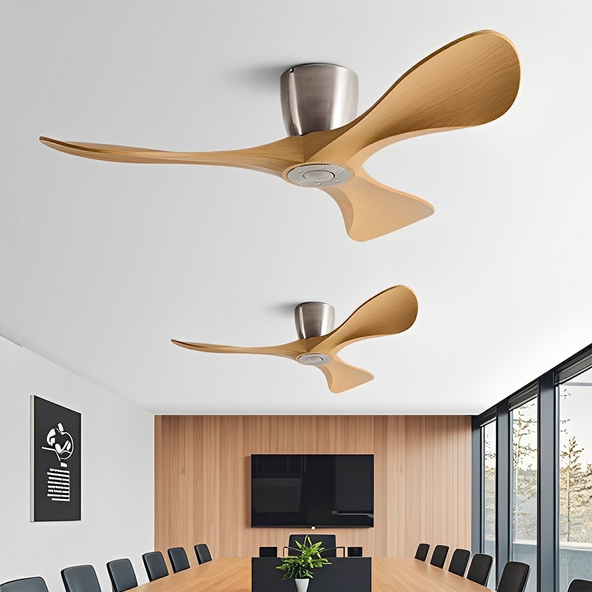 Modern Minimalist Sculptural DC Motor Reverse Ceiling Fan - Flare Shack