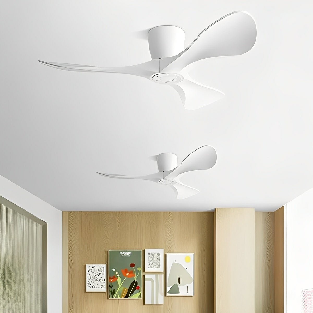 Modern Minimalist Sculptural DC Motor Reverse Ceiling Fan - Flare Shack