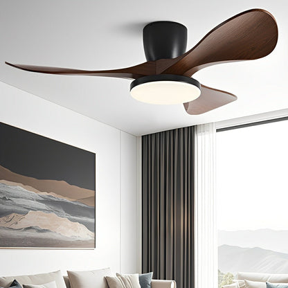 Modern Minimalist Sculptural DC Motor Reverse Ceiling Fan with Light - Flare Shack