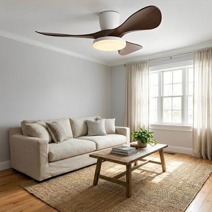 Modern Minimalist Sculptural DC Motor Reverse Ceiling Fan with Light - Flare Shack