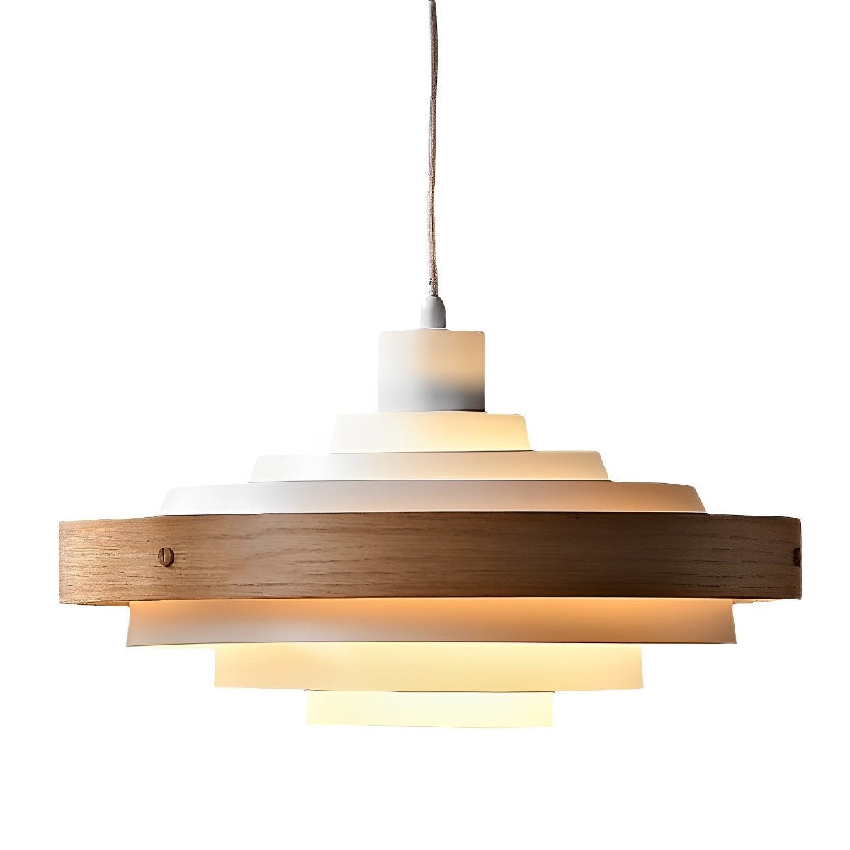 Dimmable Modern Japandi Shaded Drum Pendant Light