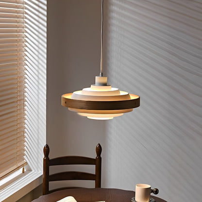 Dimmable Modern Japandi Shaded Drum Pendant Light