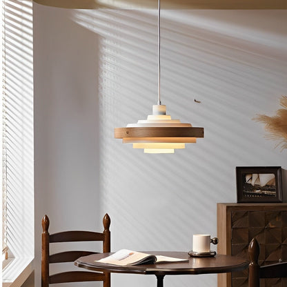 Dimmable Modern Japandi Shaded Drum Pendant Light