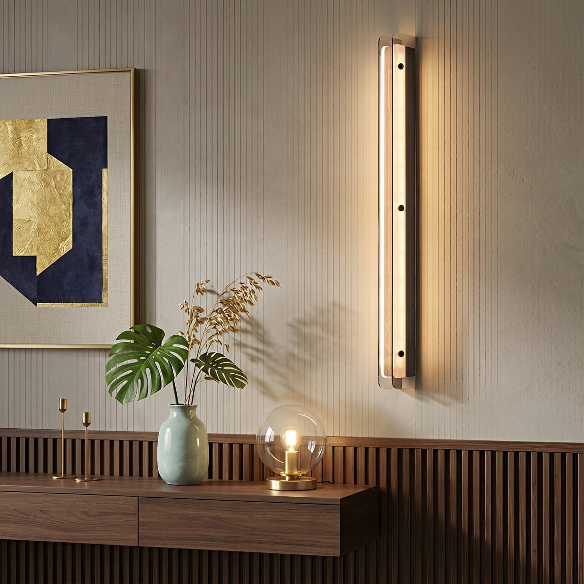 Modern Minimalist Slim Vertical LED Linear Wall Sconce