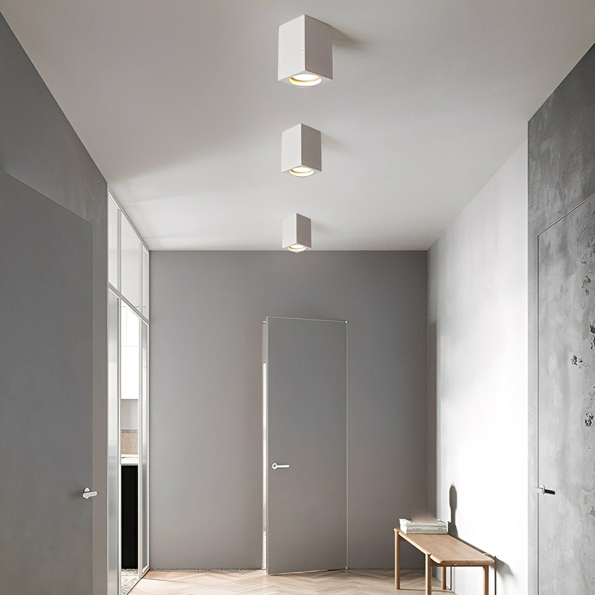 Modern Minimalist Square Cement LED Ceiling Lights Mainless Lighting - Flare Shack