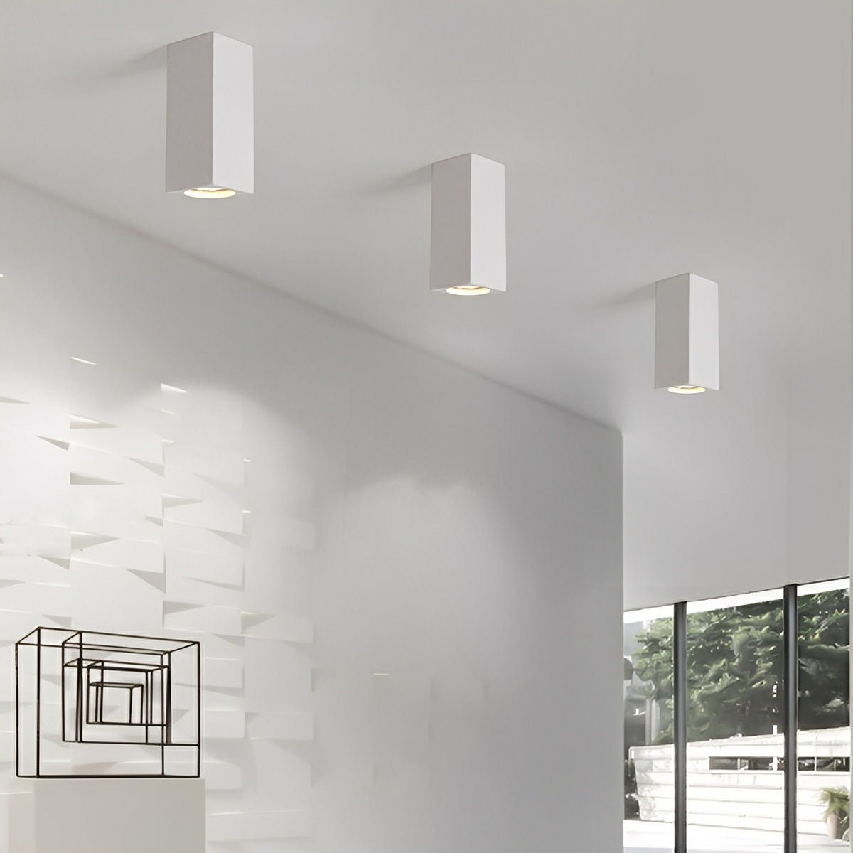 Modern Minimalist Square Cement LED Ceiling Lights Mainless Lighting - Flare Shack