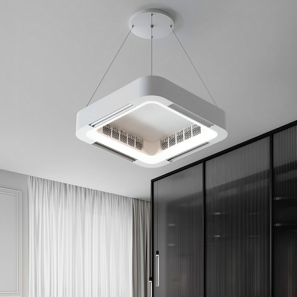 Modern Minimalist Square Mainless Lighting LED Indoor Pendant Fan Lights - Flare Shack