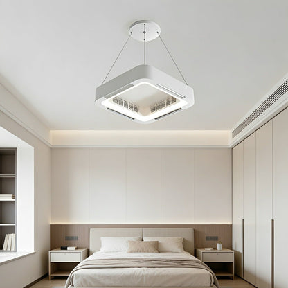 Modern Minimalist Square Mainless Lighting LED Indoor Pendant Fan Lights