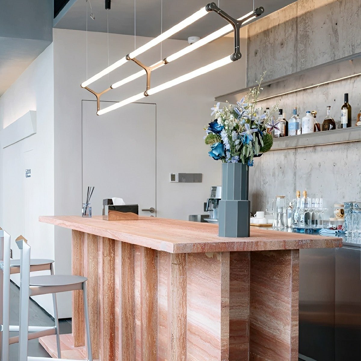 Modern Minimalist Three Forks Long Strip LED Pendant Lights - Flare Shack