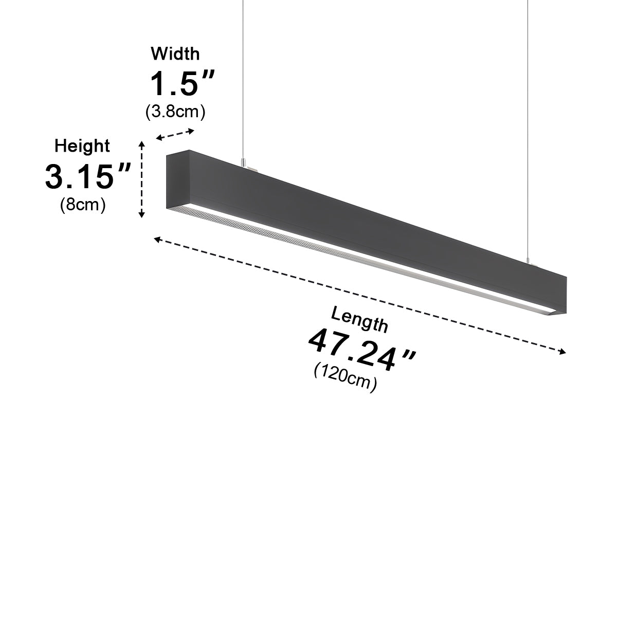 Minimalist Up&Down Linear LED Strip Office Suspended Pendant Lights