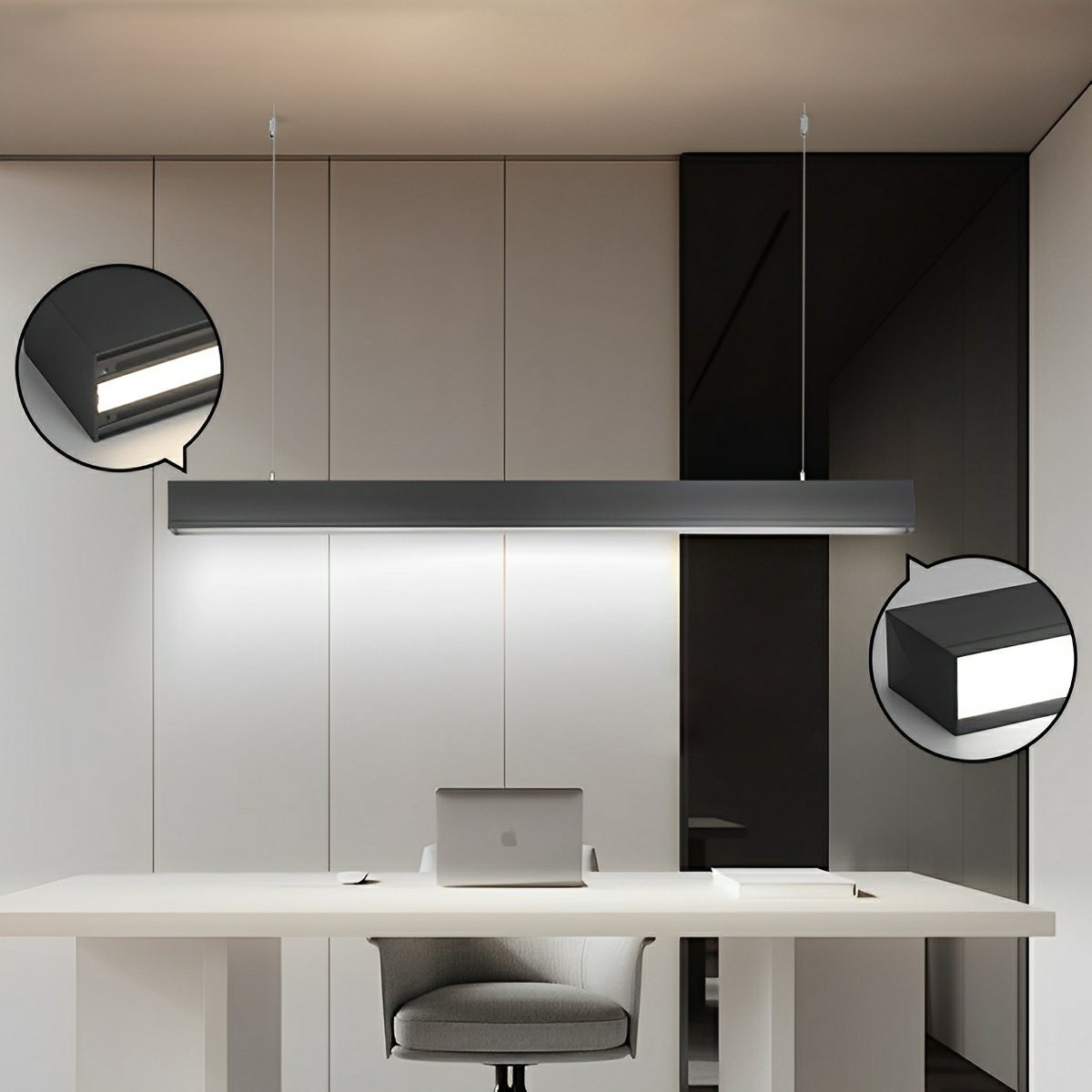 Minimalist Up&Down Linear LED Strip Office Suspended Pendant Lights