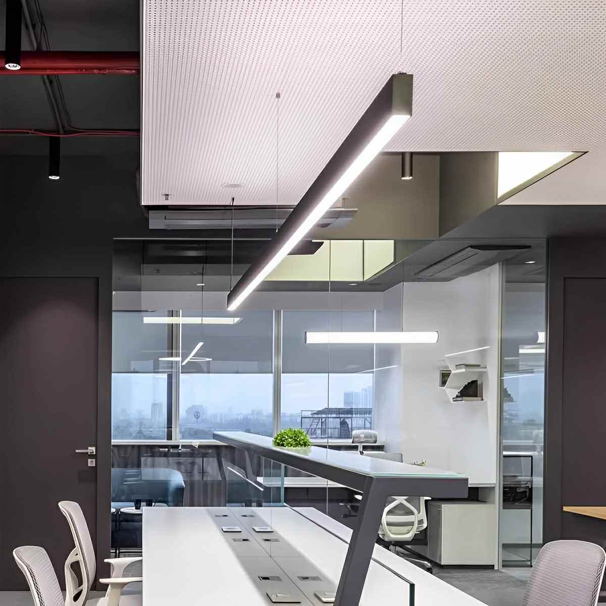 Modern Minimalist Up&Down Linear LED Strip Office Ceiling Pendant Lights - Flare Shack