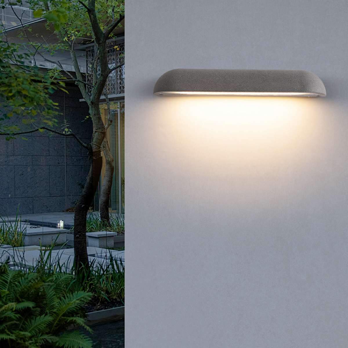 Modern Minimalist Waterproof Outdoor Cement Long Dome LED Porch Lights - Flare Shack