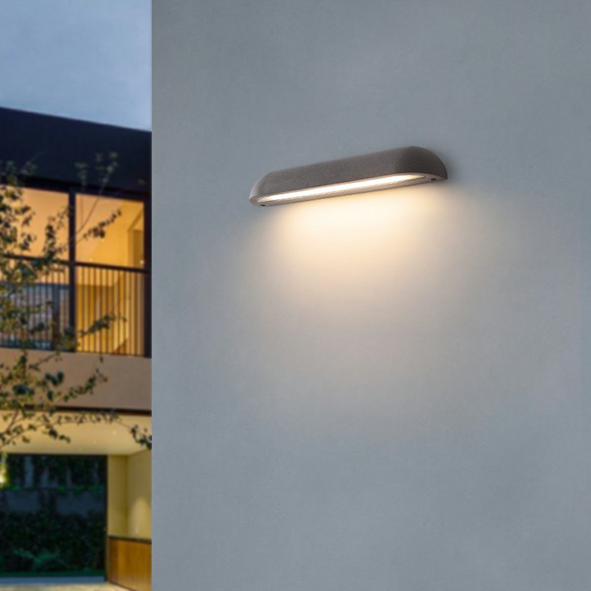 Modern Minimalist Waterproof Outdoor Cement Long Dome LED Porch Lights - Flare Shack