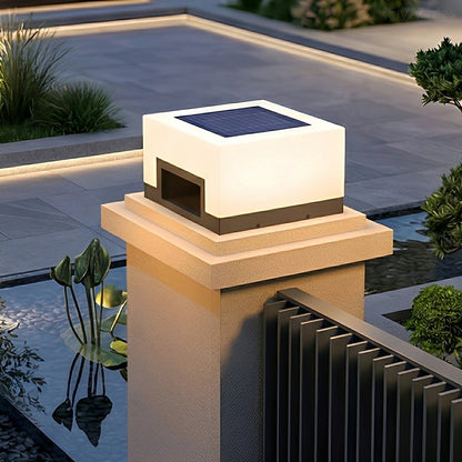 Modern Minimalist Waterproof White Square LED Fence Post Caps Lights - Flare Shack