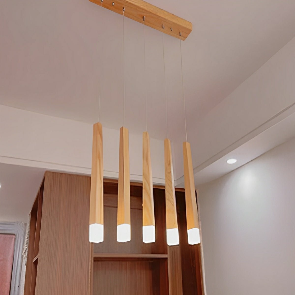 Modern Minimalist Wood Art Firewood Stick Pendant Lights - Flare Shack