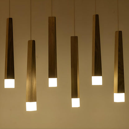 Modern Minimalist Wood Art Firewood Stick Pendant Lights