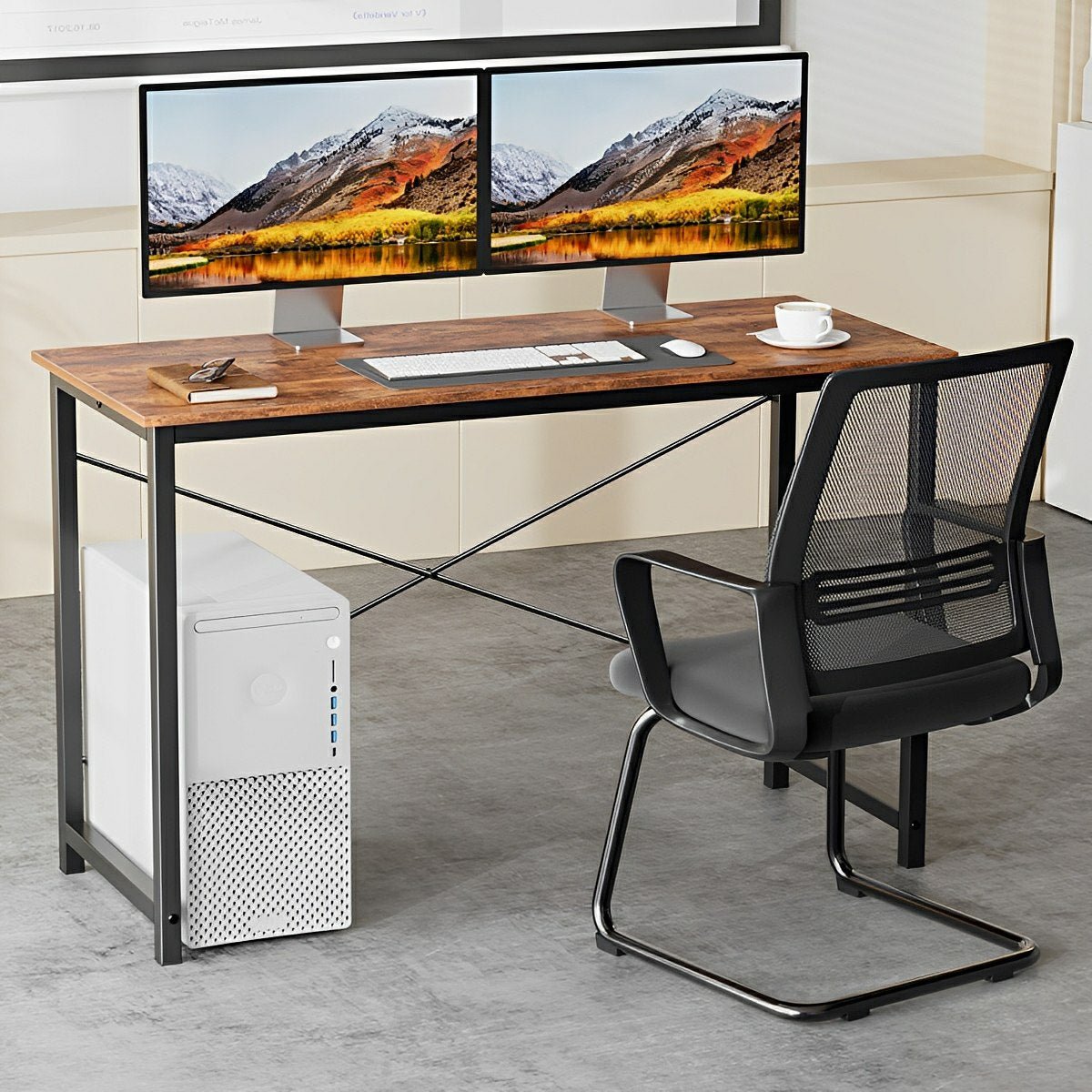 Modern Minimalist Wood Computer Desk for Home Office
