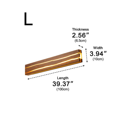 Modern Minimalist Wood Crazed Texture LED Long Strip Indoor Wall Sconce