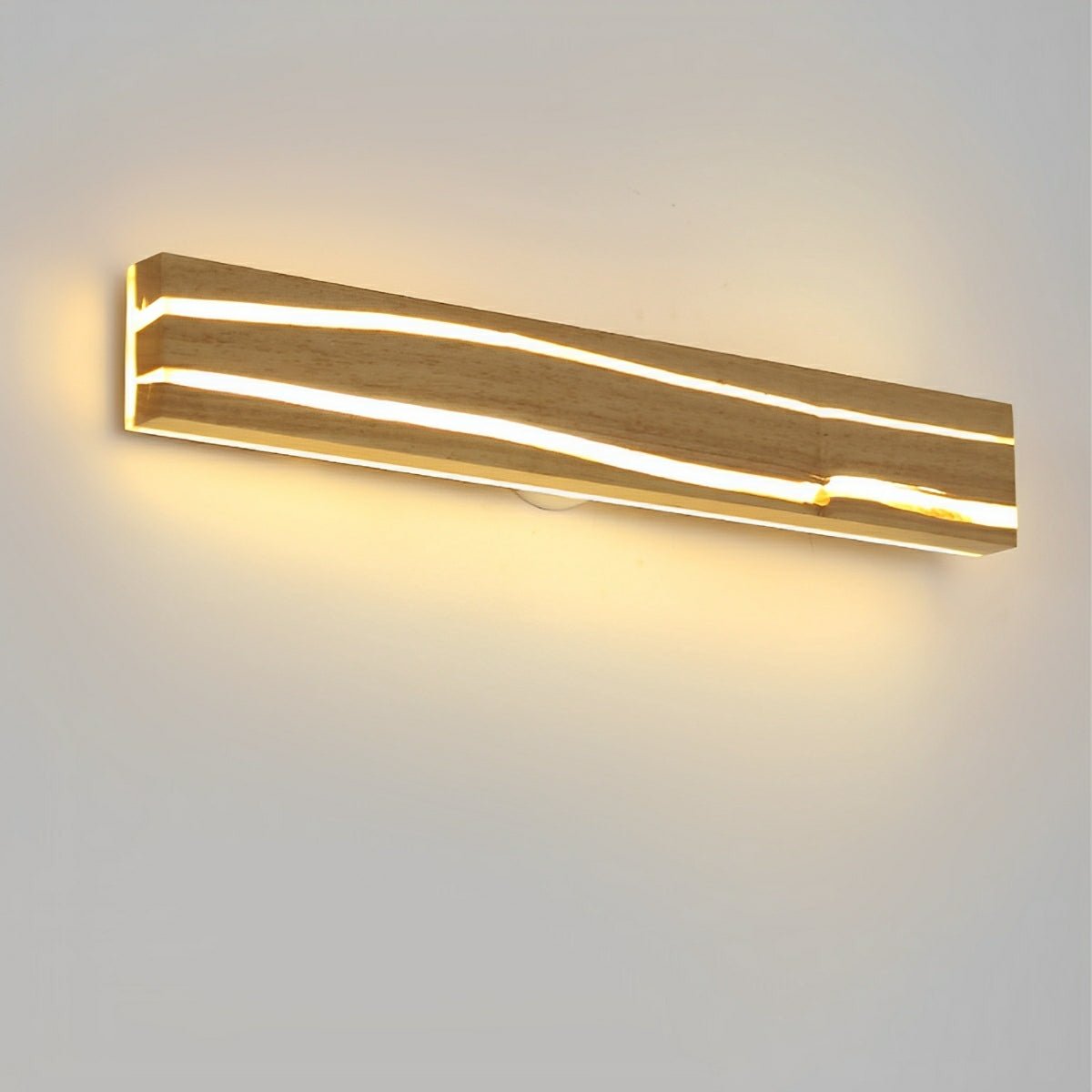 Modern Minimalist Wood Crazed Texture LED Long Strip Indoor Wall Sconce