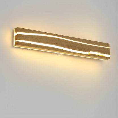 Modern Minimalist Wood Crazed Texture LED Long Strip Indoor Wall Sconce