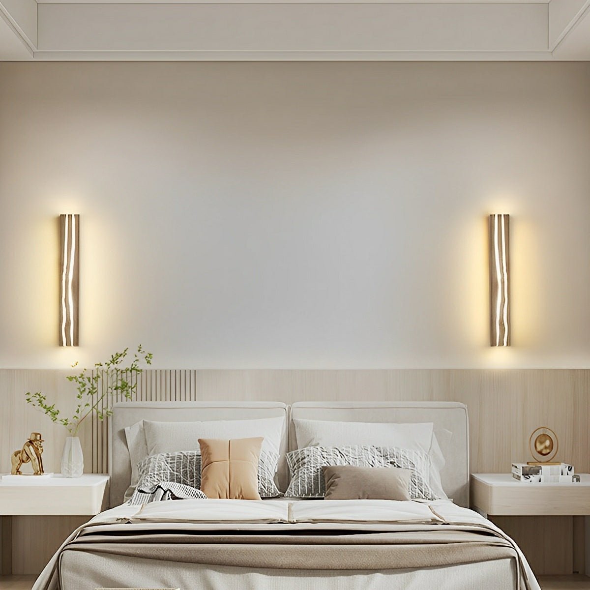 Modern Minimalist Wood Crazed Texture LED Long Strip Indoor Wall Sconce