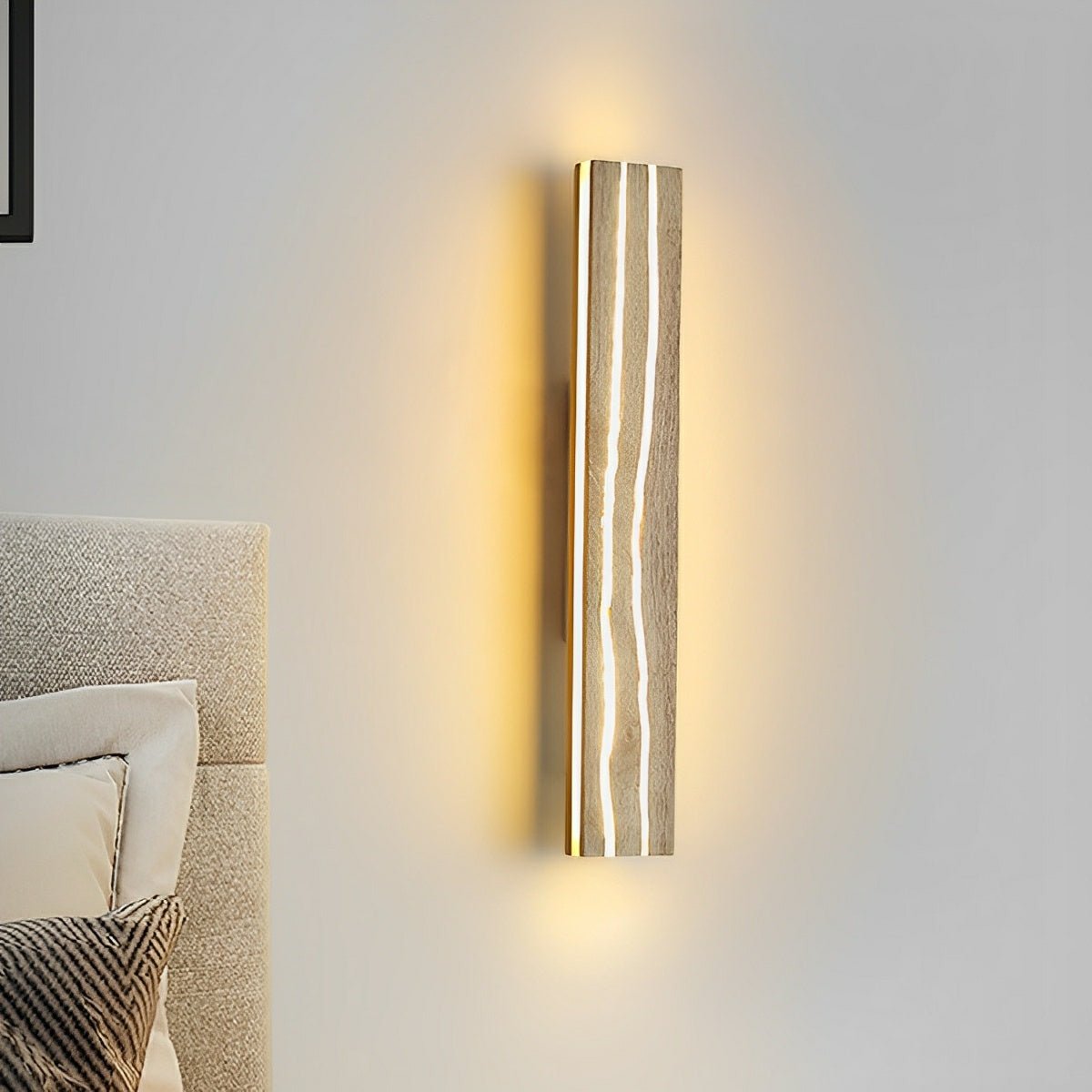 Modern Minimalist Wood Crazed Texture LED Long Strip Indoor Wall Sconce - Flare Shack