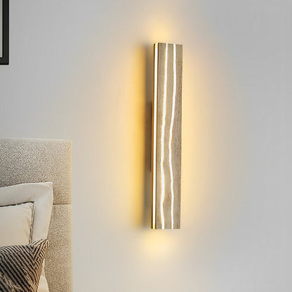 Modern Minimalist Wood Crazed Texture LED Long Strip Indoor Wall Sconce - Flare Shack
