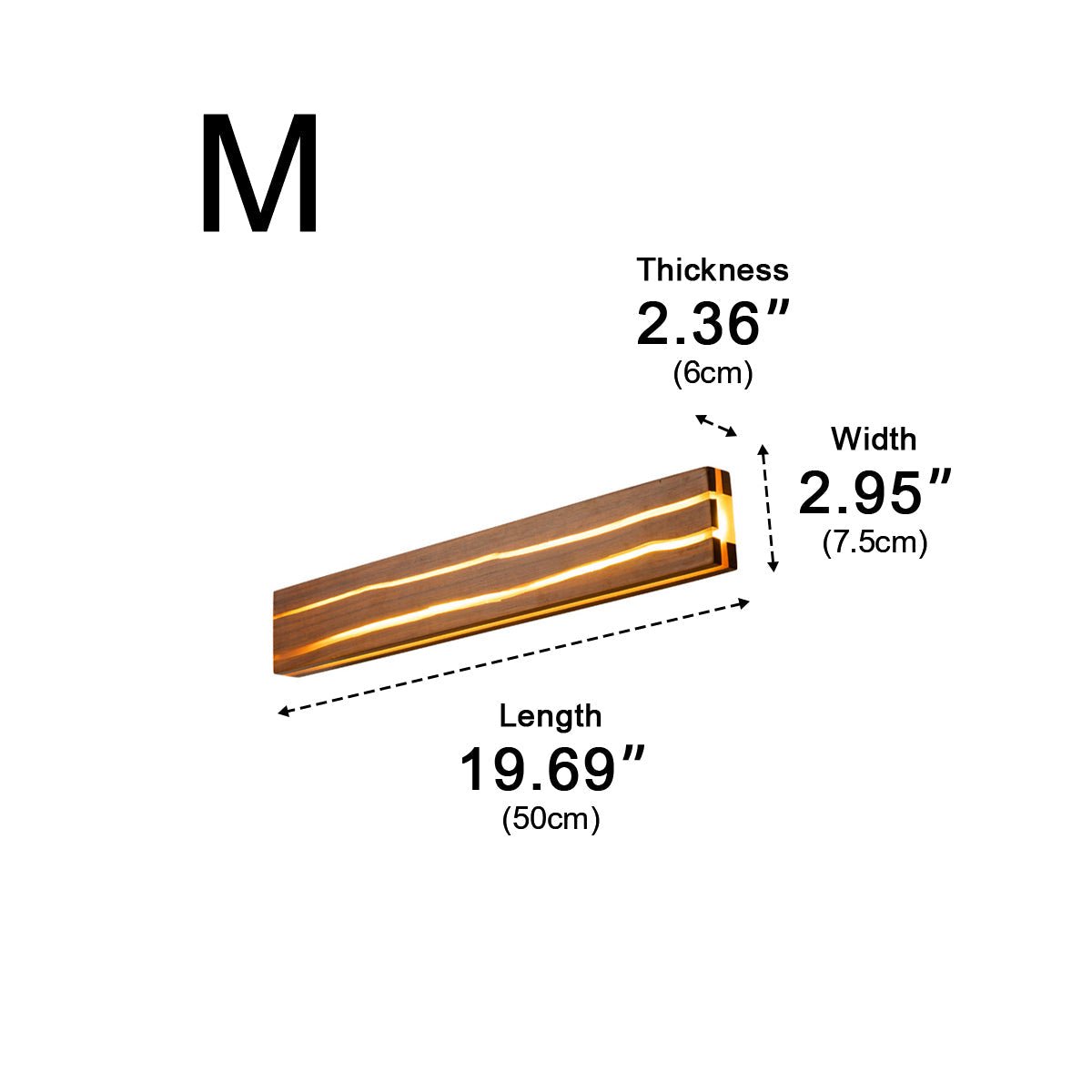 Modern Minimalist Wood Crazed Texture LED Long Strip Indoor Wall Sconce