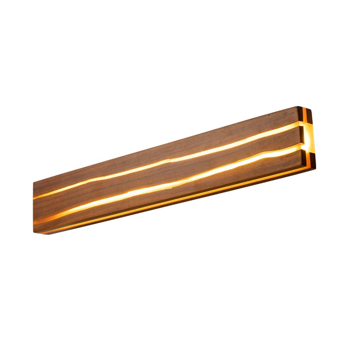 Modern Minimalist Wood Crazed Texture LED Long Strip Indoor Wall Sconce