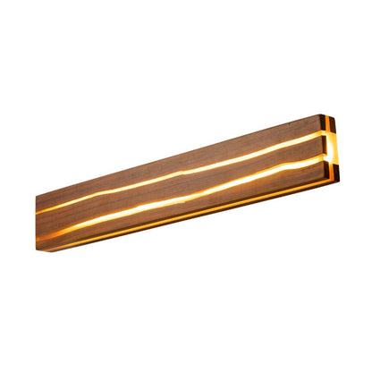 Modern Minimalist Wood Crazed Texture LED Long Strip Indoor Wall Sconce