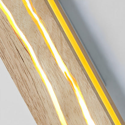 Modern Minimalist Wood Crazed Texture LED Long Strip Indoor Wall Sconce