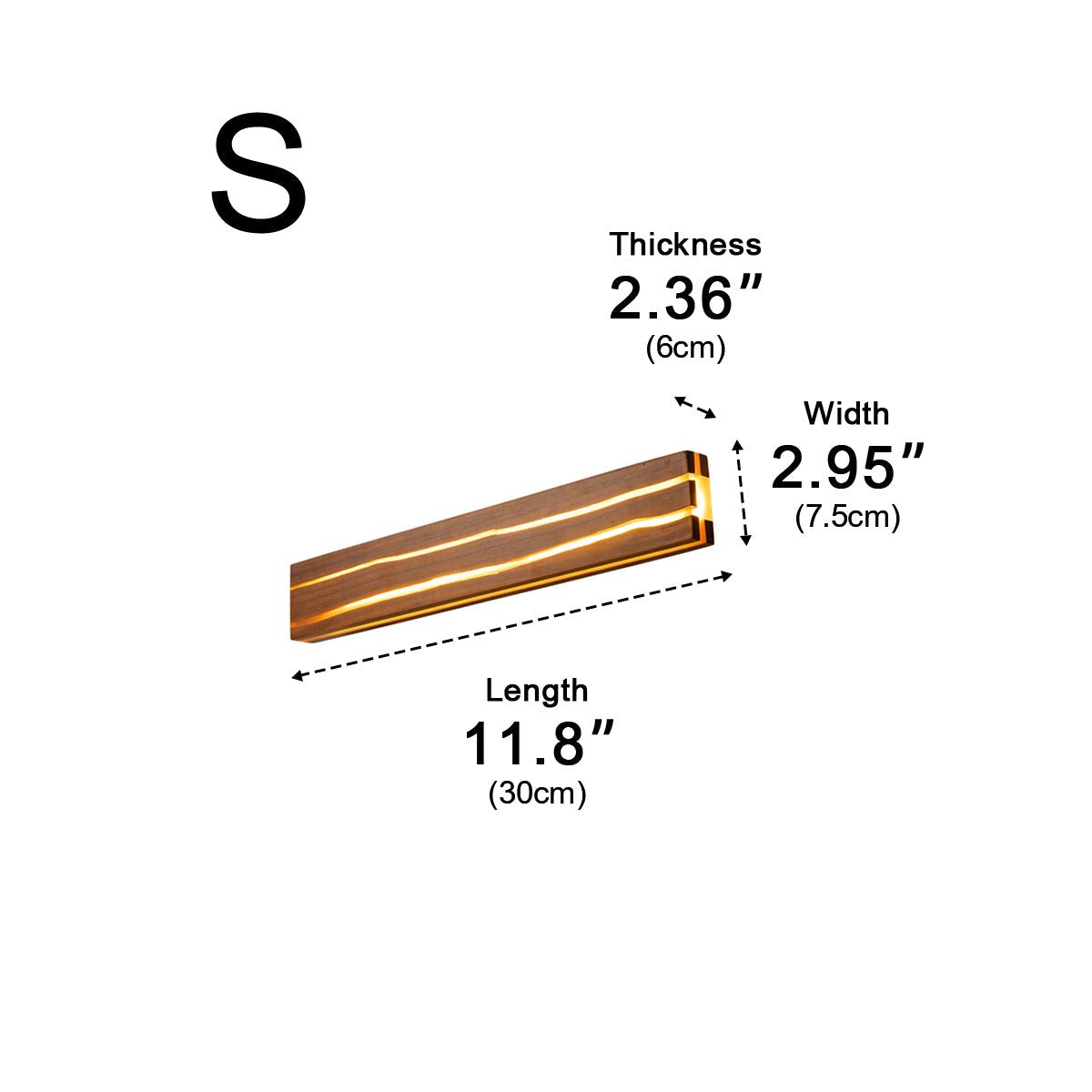 Modern Minimalist Wood Crazed Texture LED Long Strip Indoor Wall Sconce