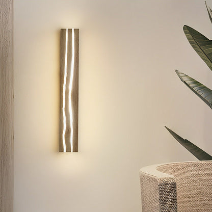 Modern Minimalist Wood Crazed Texture LED Long Strip Indoor Wall Sconce - Flare Shack