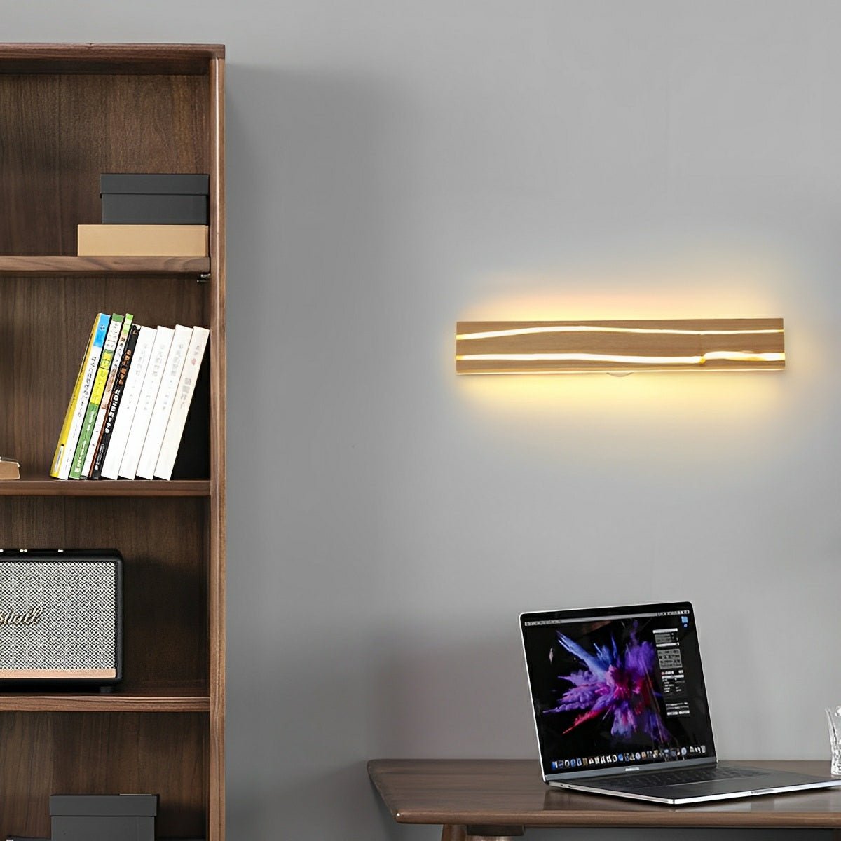 Modern Minimalist Wood Crazed Texture LED Long Strip Indoor Wall Sconce - Flare Shack