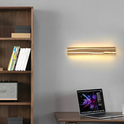 Modern Minimalist Wood Crazed Texture LED Long Strip Indoor Wall Sconce - Flare Shack