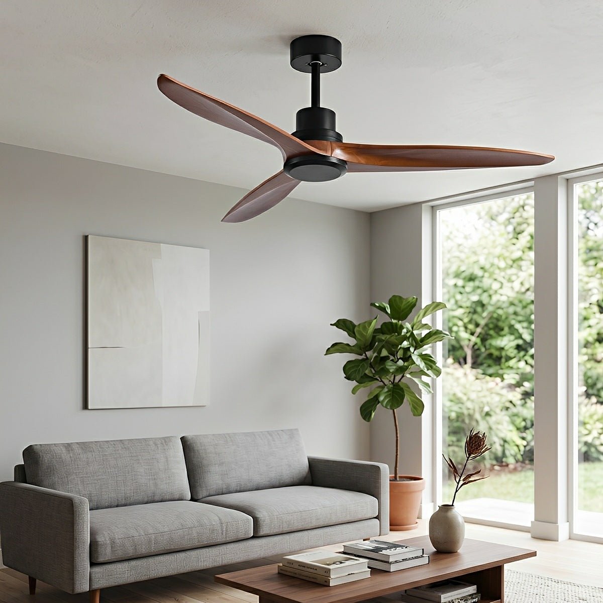 Modern Minimalist Wood DC Motor Reverse Ceiling Fan