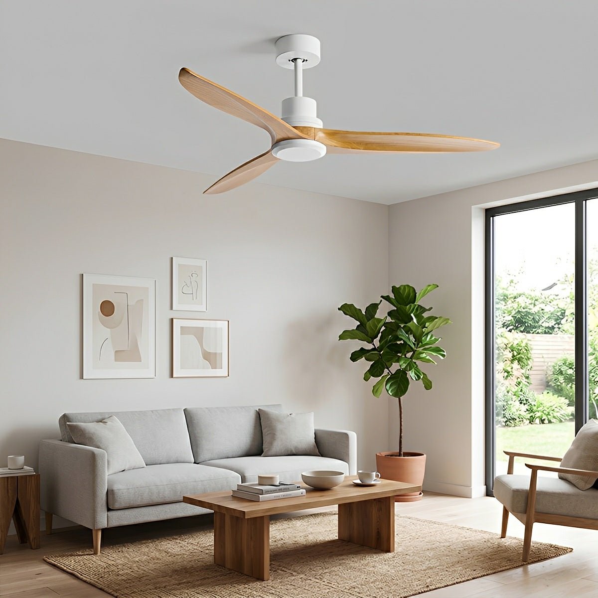 Modern Minimalist Wood DC Motor Reverse Ceiling Fan