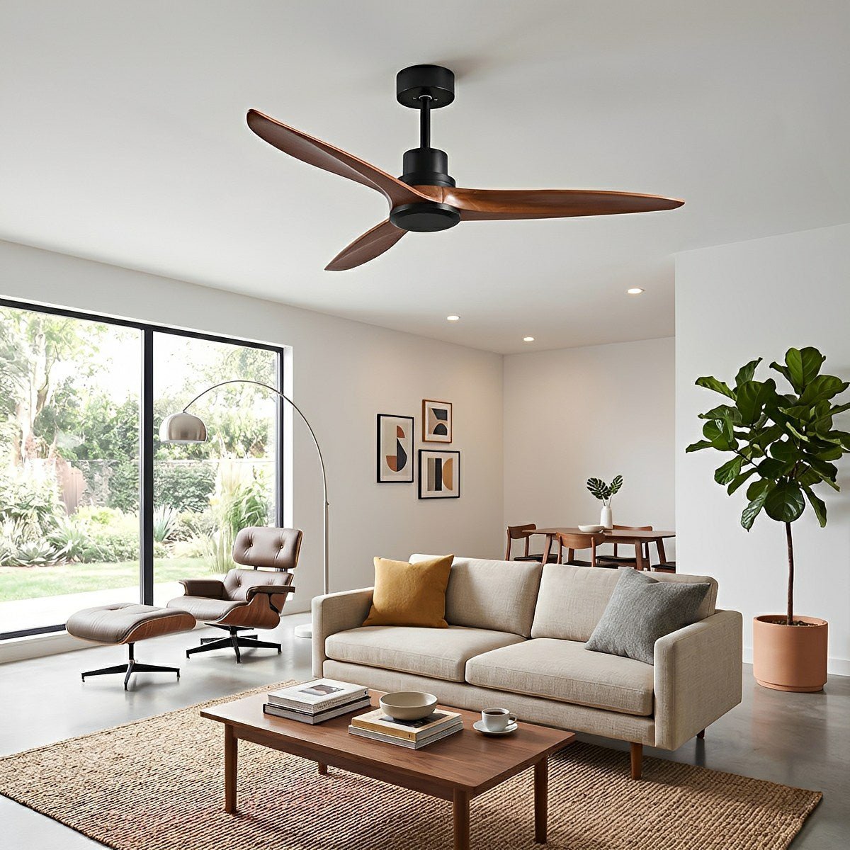 Modern Minimalist Wood DC Motor Reverse Ceiling Fan - Flare Shack