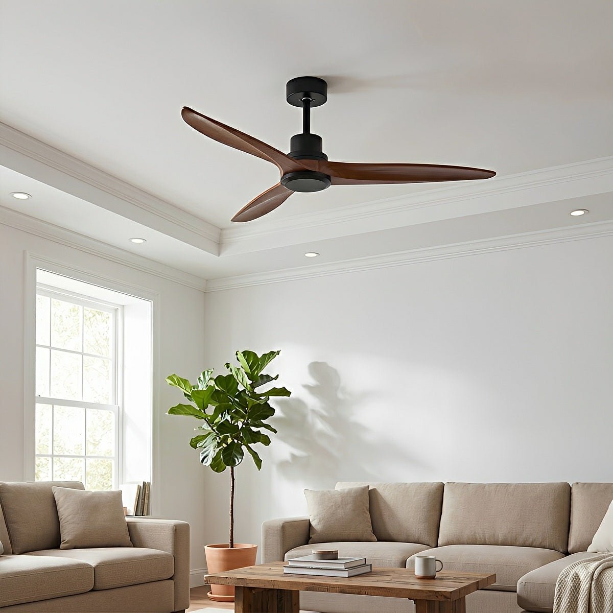 Modern Minimalist Wood DC Motor Reverse Ceiling Fan