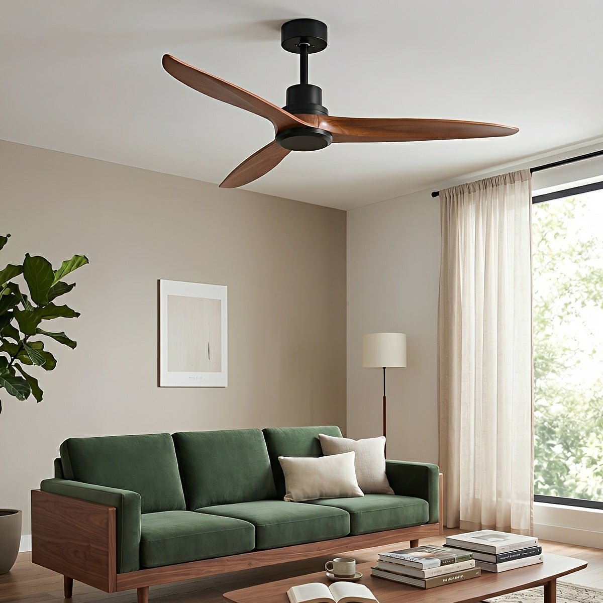 Modern Minimalist Wood DC Motor Reverse Ceiling Fan