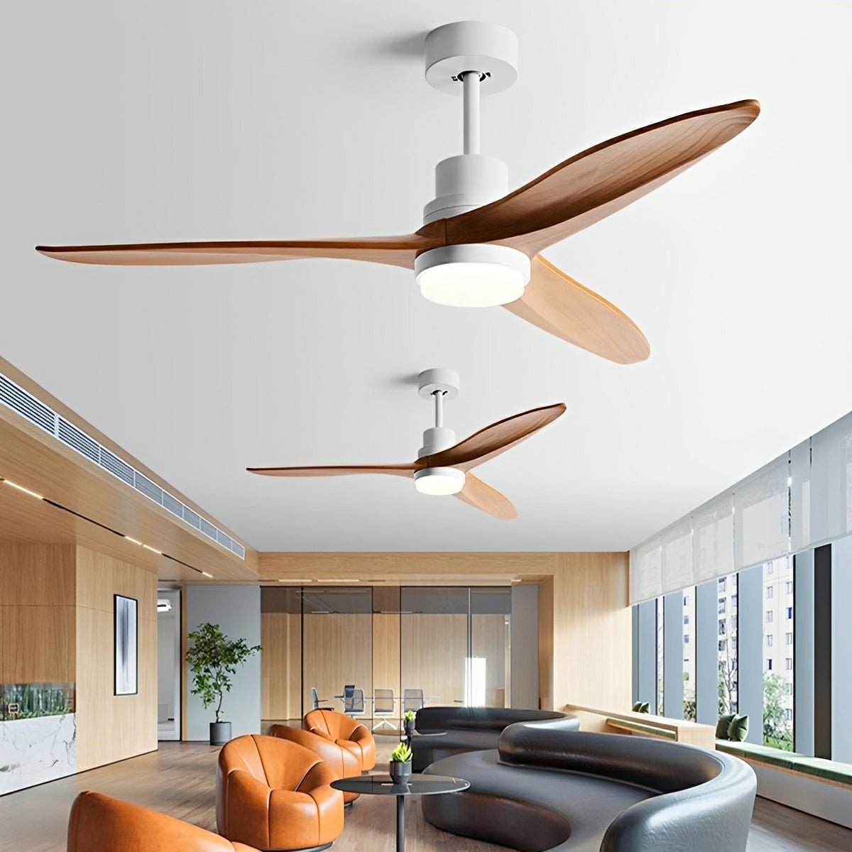 Modern Minimalist Wood DC Motor Reversible Ceiling Fan with Light