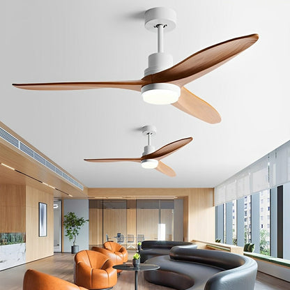 Modern Minimalist Wood DC Motor Reversible Ceiling Fan with Light