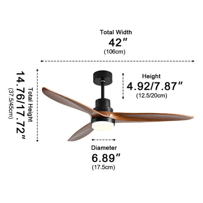 Modern Minimalist Wood DC Motor Reversible Ceiling Fan with Light