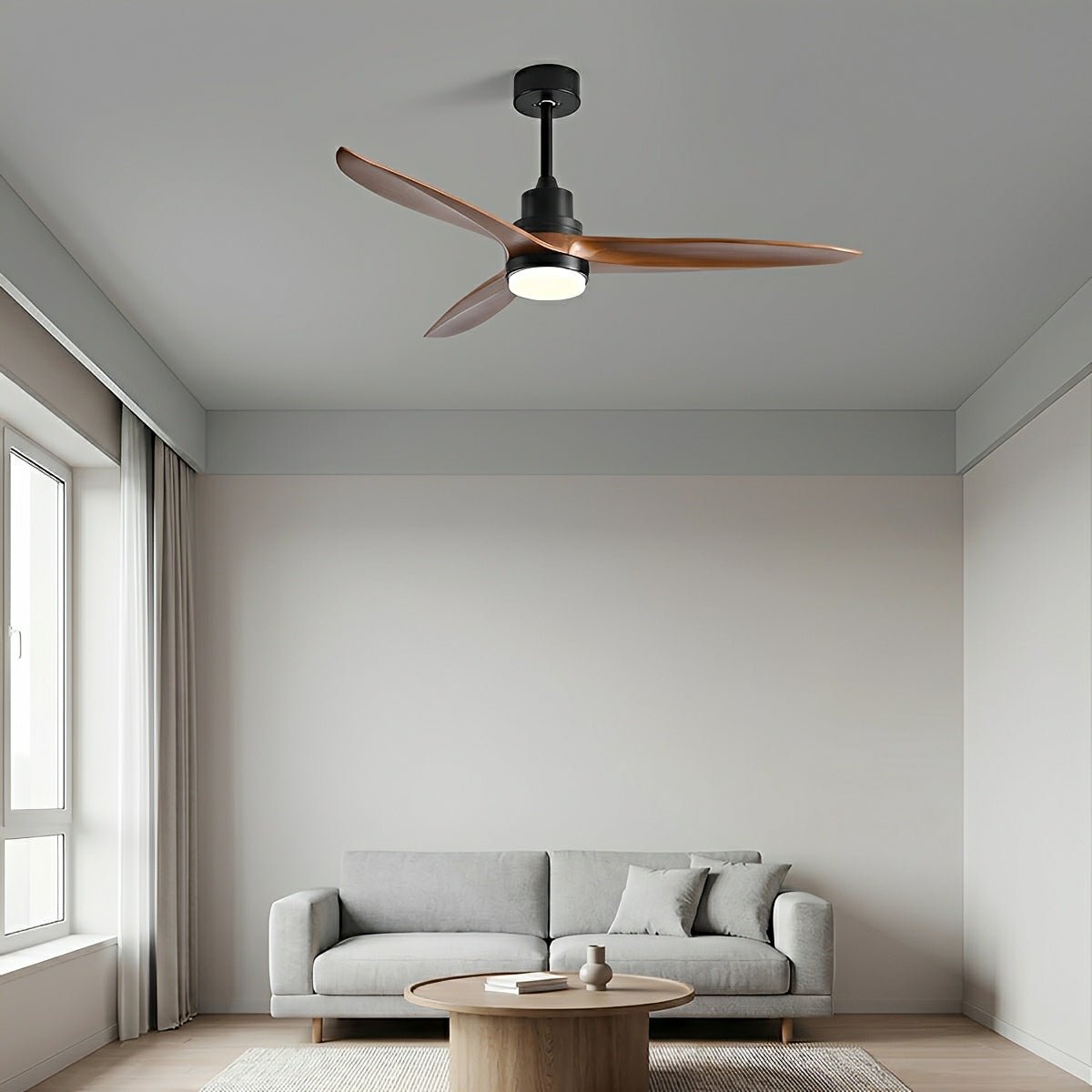 Modern Minimalist Wood DC Motor Reversible Ceiling Fan with Light - Flare Shack