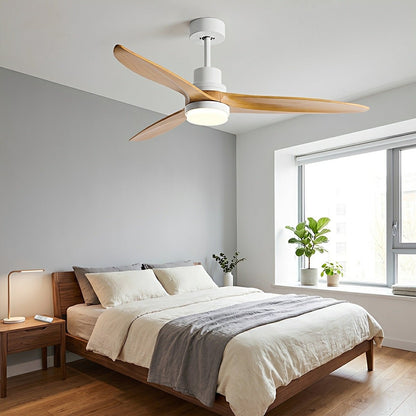 Modern Minimalist Wood DC Motor Reversible Ceiling Fan with Light - Flare Shack