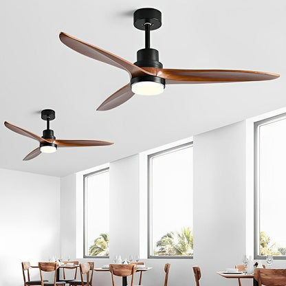 Modern Minimalist Wood DC Motor Reversible Ceiling Fan with Light